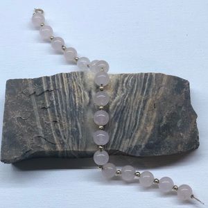14k gold and rose quartz bracelet! Circa 1960s